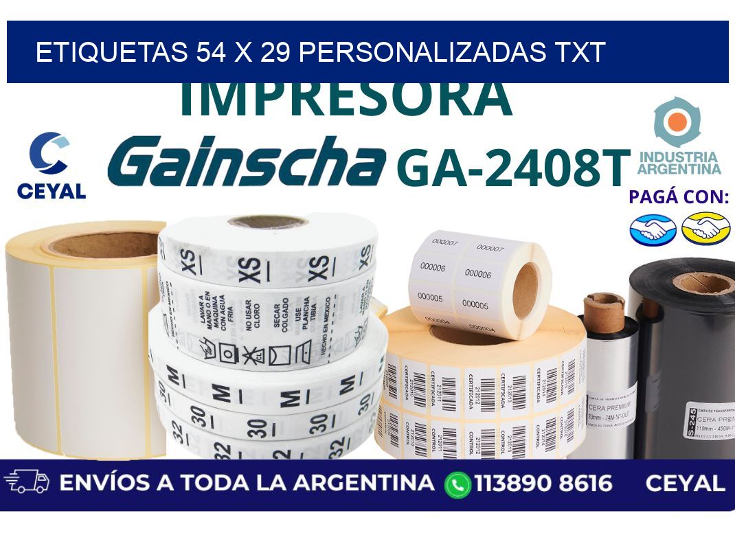etiquetas 54 x 29 personalizadas txt