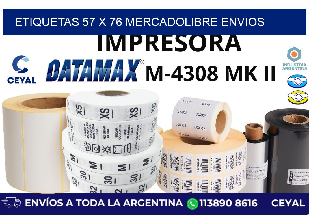 etiquetas 57 x 76 mercadolibre envios