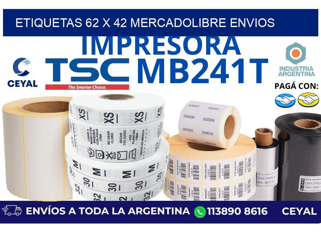 etiquetas 62 x 42 mercadolibre envios