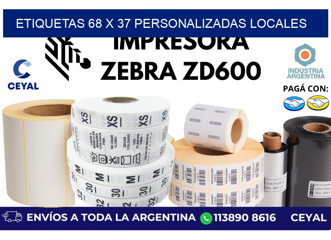 etiquetas 68 x 37 personalizadas locales