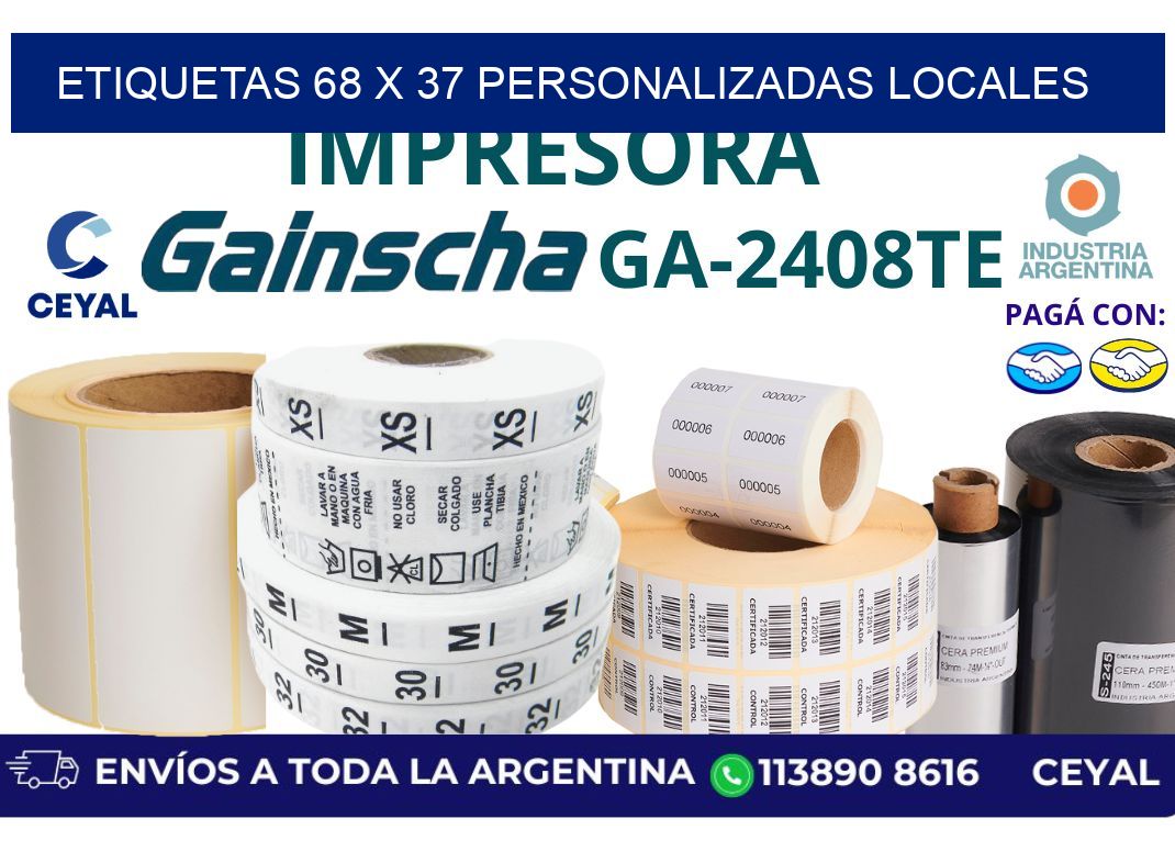 etiquetas 68 x 37 personalizadas locales