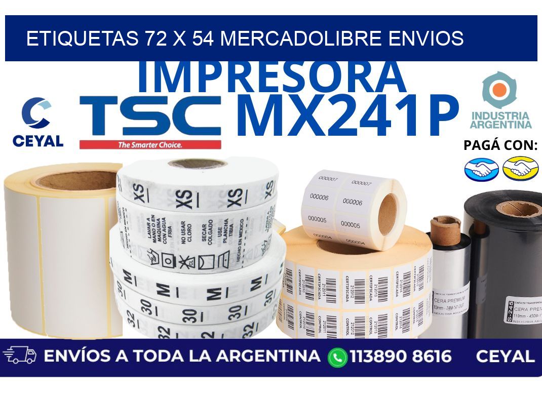 etiquetas 72 x 54 mercadolibre envios