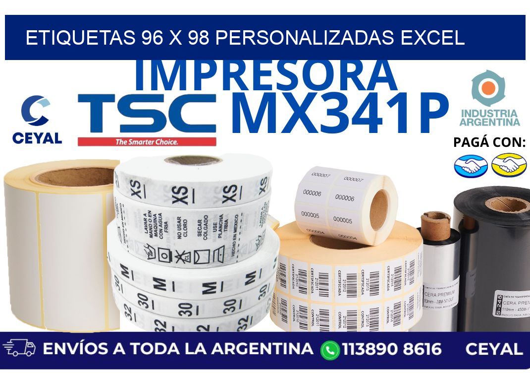 etiquetas 96 x 98 personalizadas excel