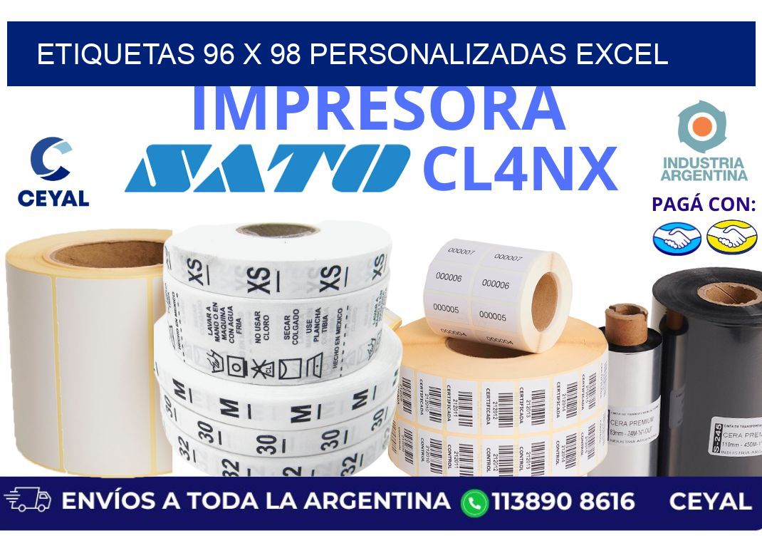 etiquetas 96 x 98 personalizadas excel