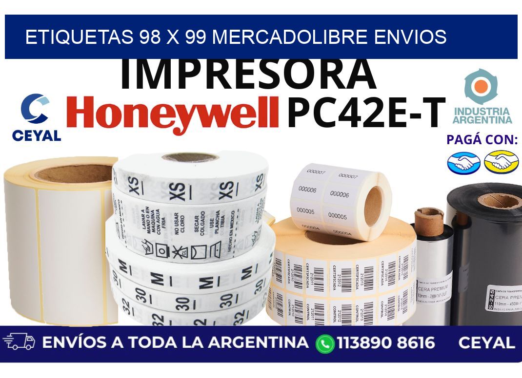 etiquetas 98 x 99 mercadolibre envios