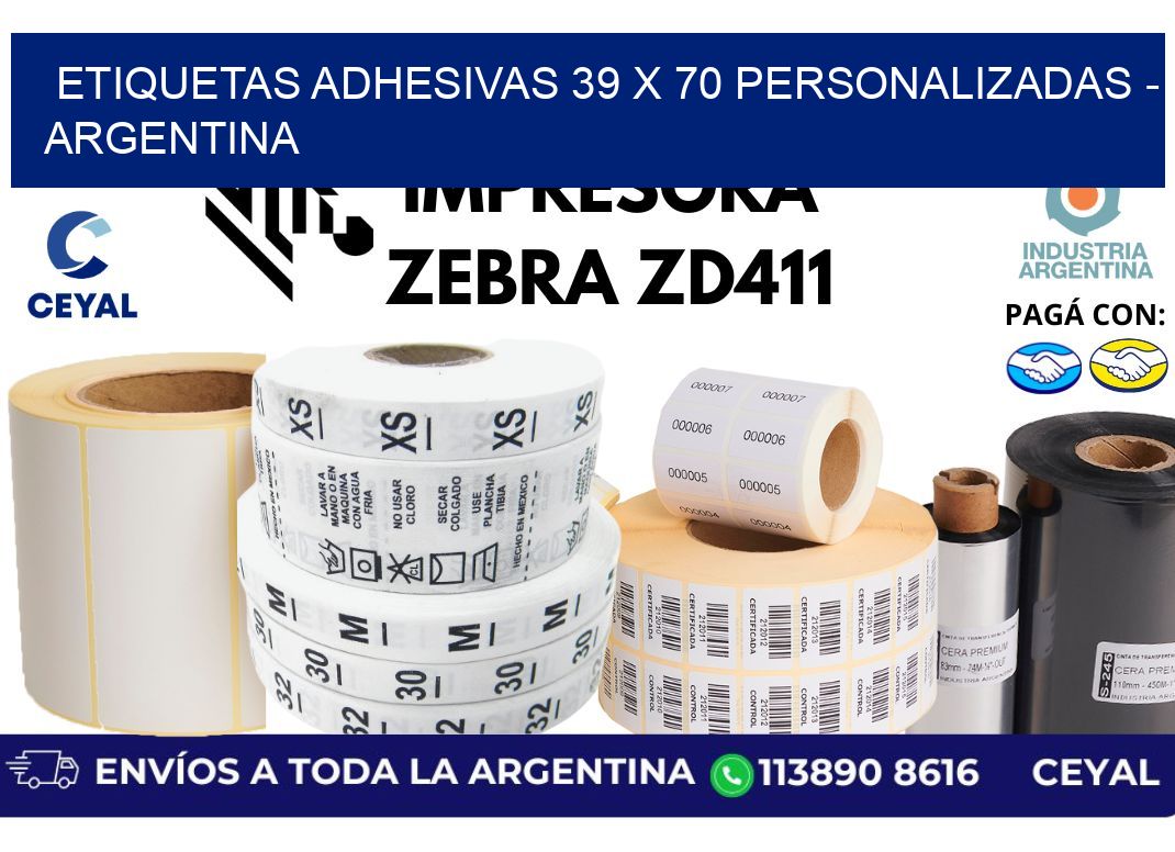 etiquetas adhesivas 39 x 70 personalizadas - Argentina