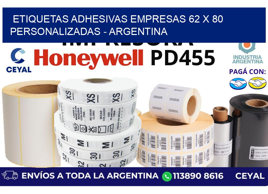 etiquetas adhesivas empresas 62 x 80 personalizadas - Argentina