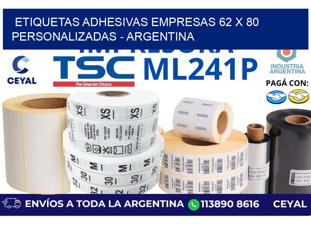 etiquetas adhesivas empresas 62 x 80 personalizadas – Argentina