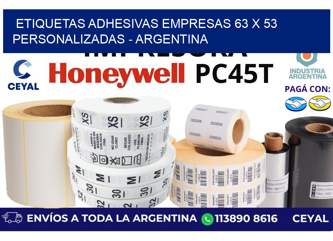 etiquetas adhesivas empresas 63 x 53 personalizadas - Argentina