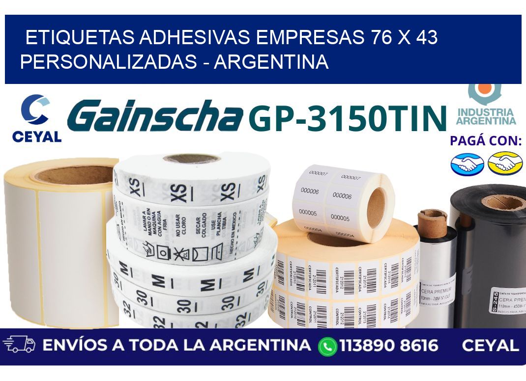 etiquetas adhesivas empresas 76 x 43 personalizadas - Argentina