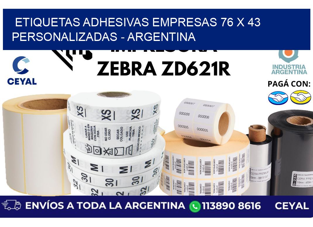 etiquetas adhesivas empresas 76 x 43 personalizadas – Argentina