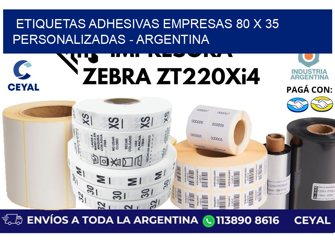 etiquetas adhesivas empresas 80 x 35 personalizadas - Argentina