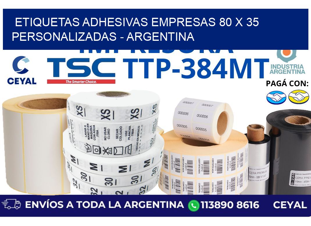 etiquetas adhesivas empresas 80 x 35 personalizadas - Argentina