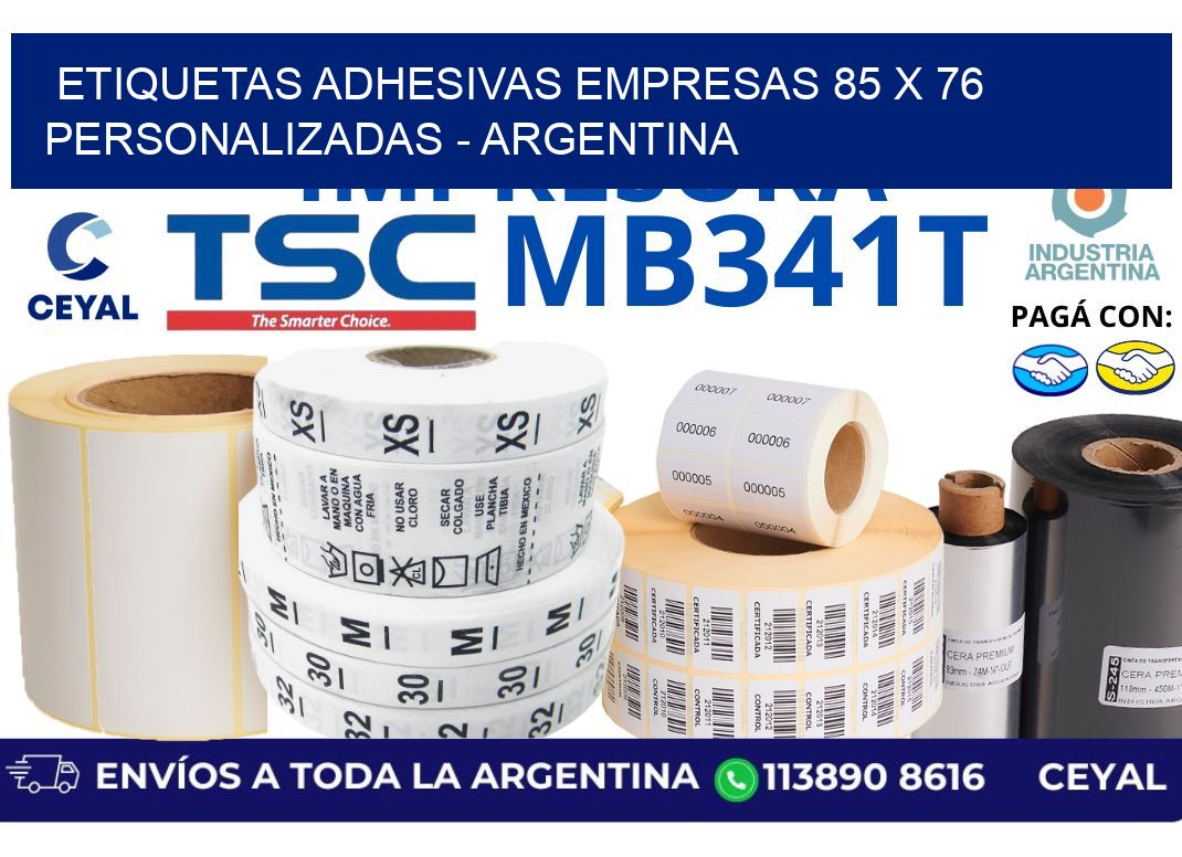 etiquetas adhesivas empresas 85 x 76 personalizadas - Argentina