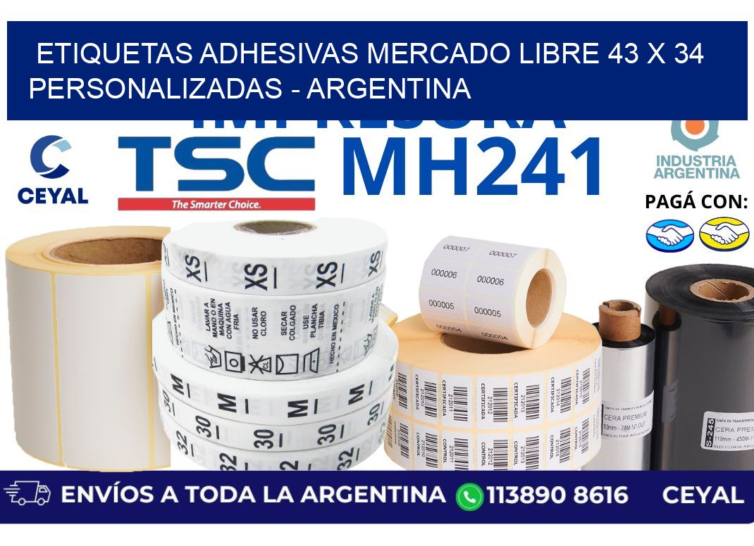 etiquetas adhesivas mercado libre 43 x 34 personalizadas - Argentina