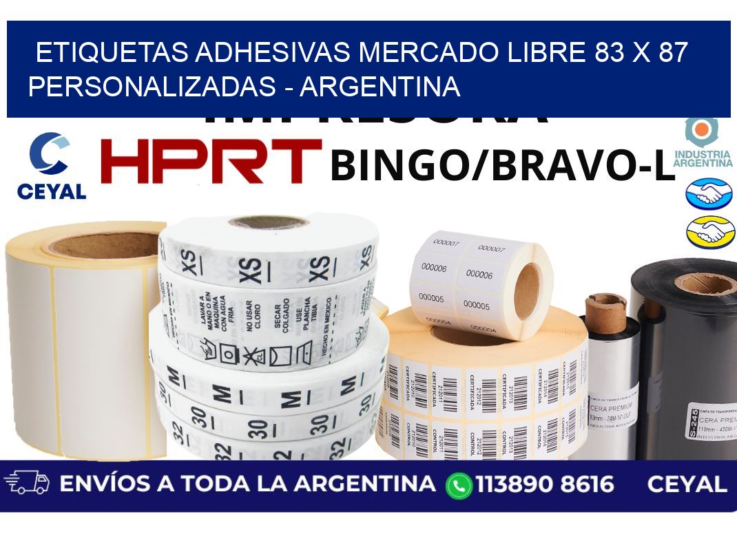 etiquetas adhesivas mercado libre 83 x 87 personalizadas - Argentina