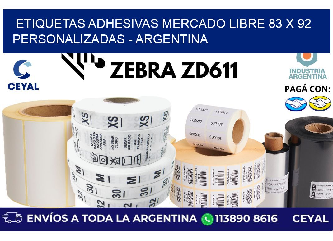 etiquetas adhesivas mercado libre 83 x 92 personalizadas - Argentina