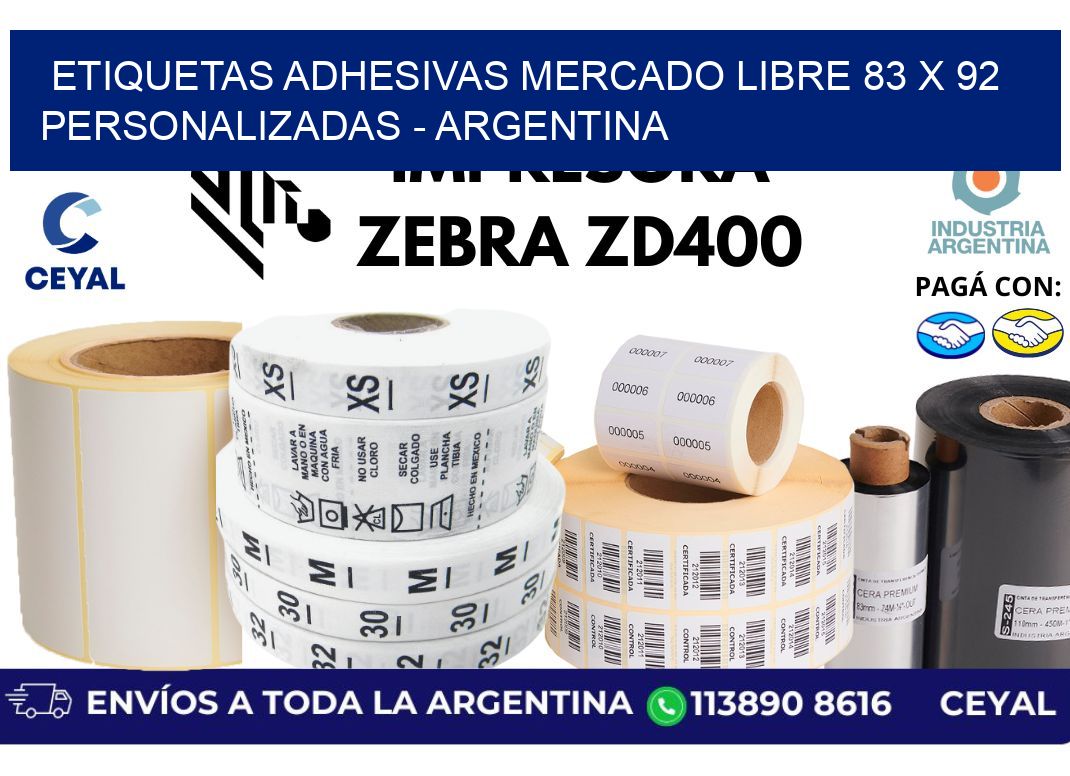 etiquetas adhesivas mercado libre 83 x 92 personalizadas – Argentina
