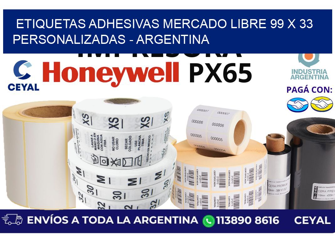 etiquetas adhesivas mercado libre 99 x 33 personalizadas - Argentina