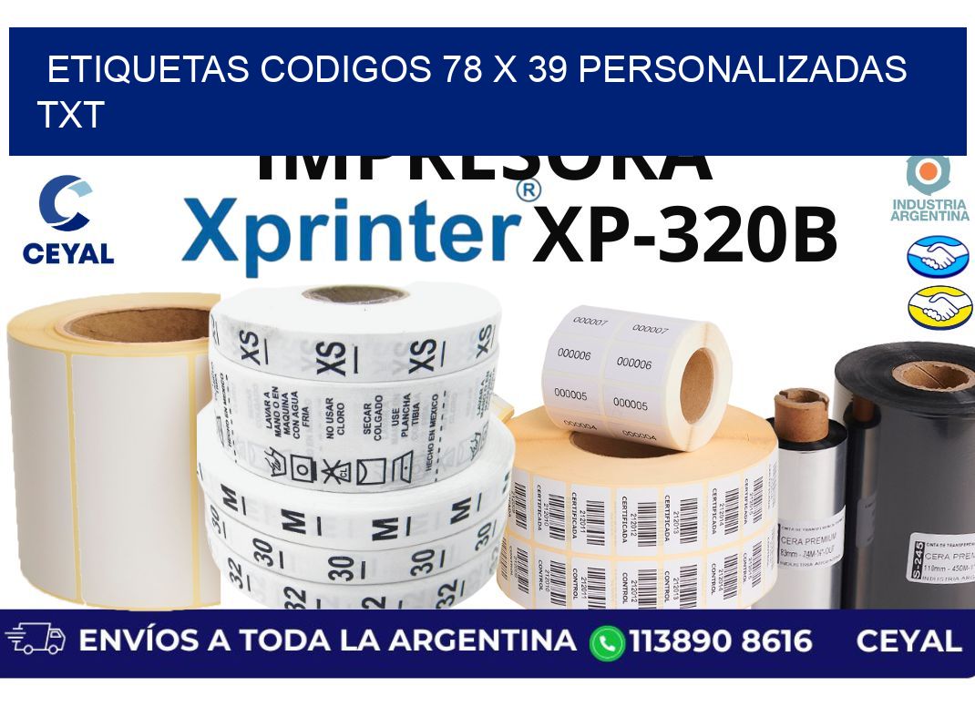 etiquetas codigos 78 x 39 personalizadas txt