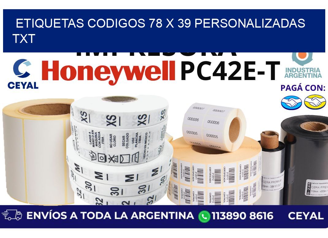 etiquetas codigos 78 x 39 personalizadas txt