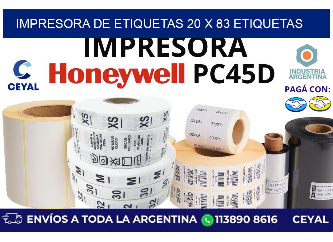 impresora de etiquetas 20 x 83 etiquetas