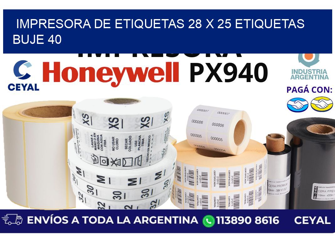 impresora de etiquetas 28 x 25 etiquetas buje 40