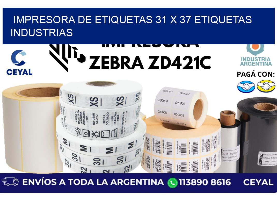 impresora de etiquetas 31 x 37 etiquetas industrias