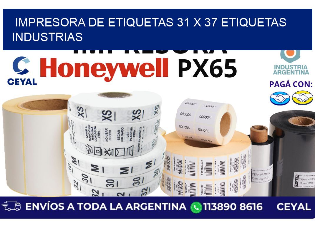 impresora de etiquetas 31 x 37 etiquetas industrias