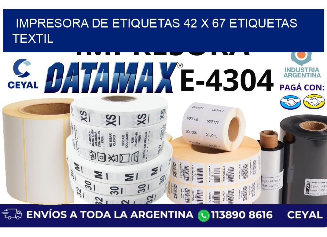 impresora de etiquetas 42 x 67 etiquetas textil