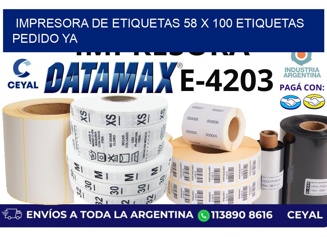 impresora de etiquetas 58 x 100 etiquetas pedido ya