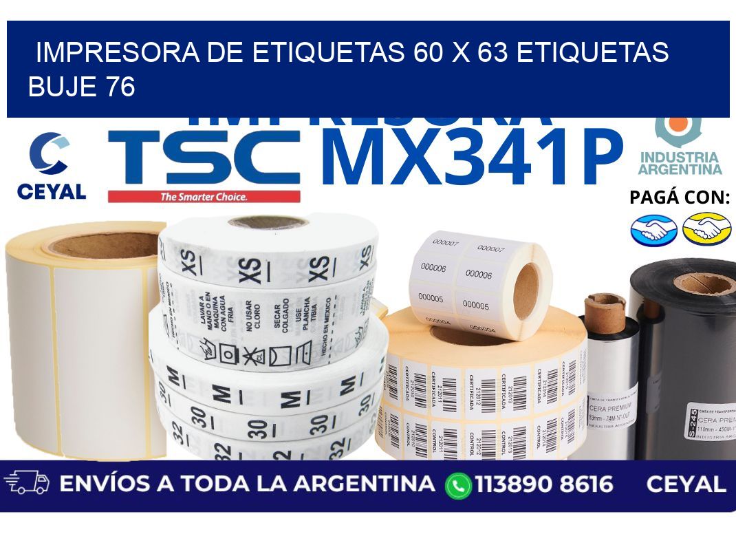 impresora de etiquetas 60 x 63 etiquetas buje 76