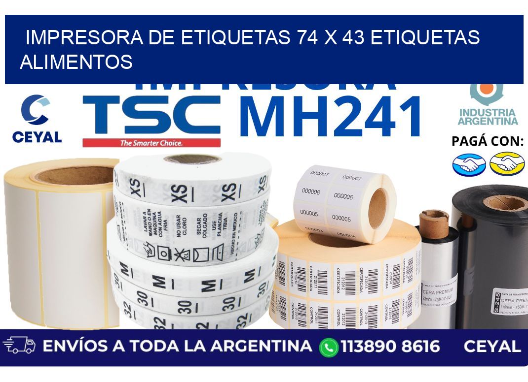 impresora de etiquetas 74 x 43 etiquetas alimentos