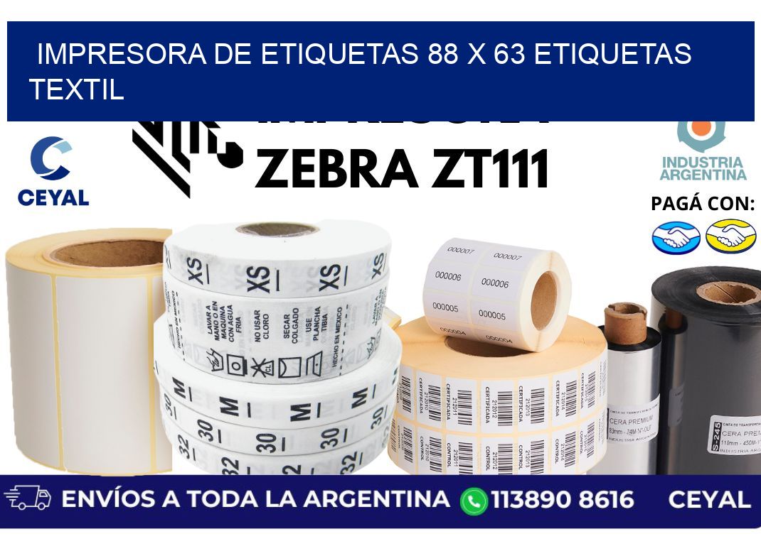 impresora de etiquetas 88 x 63 etiquetas textil