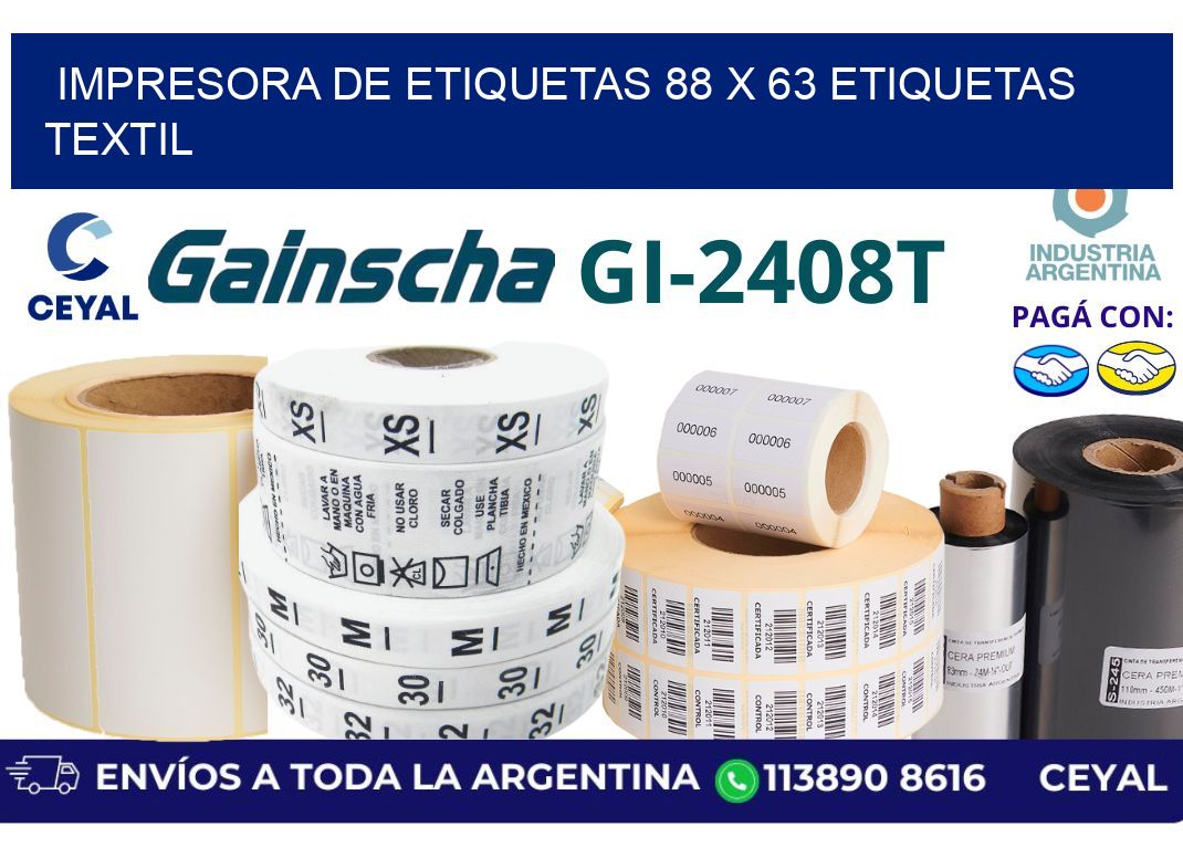 impresora de etiquetas 88 x 63 etiquetas textil