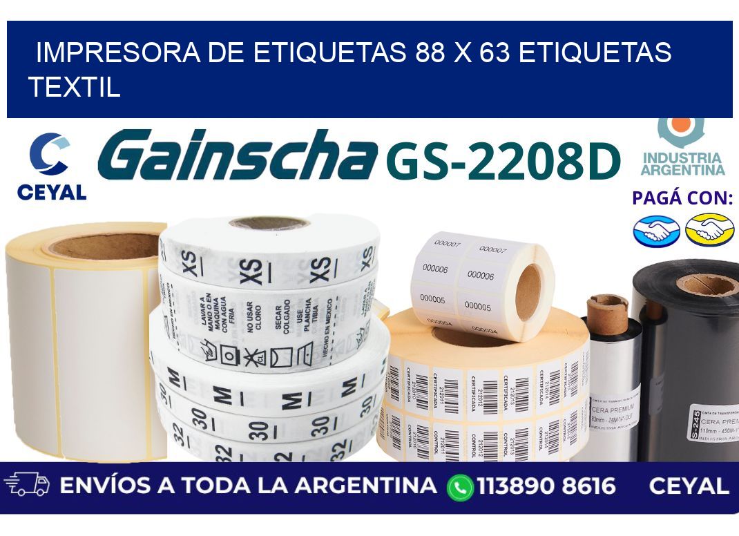 impresora de etiquetas 88 x 63 etiquetas textil