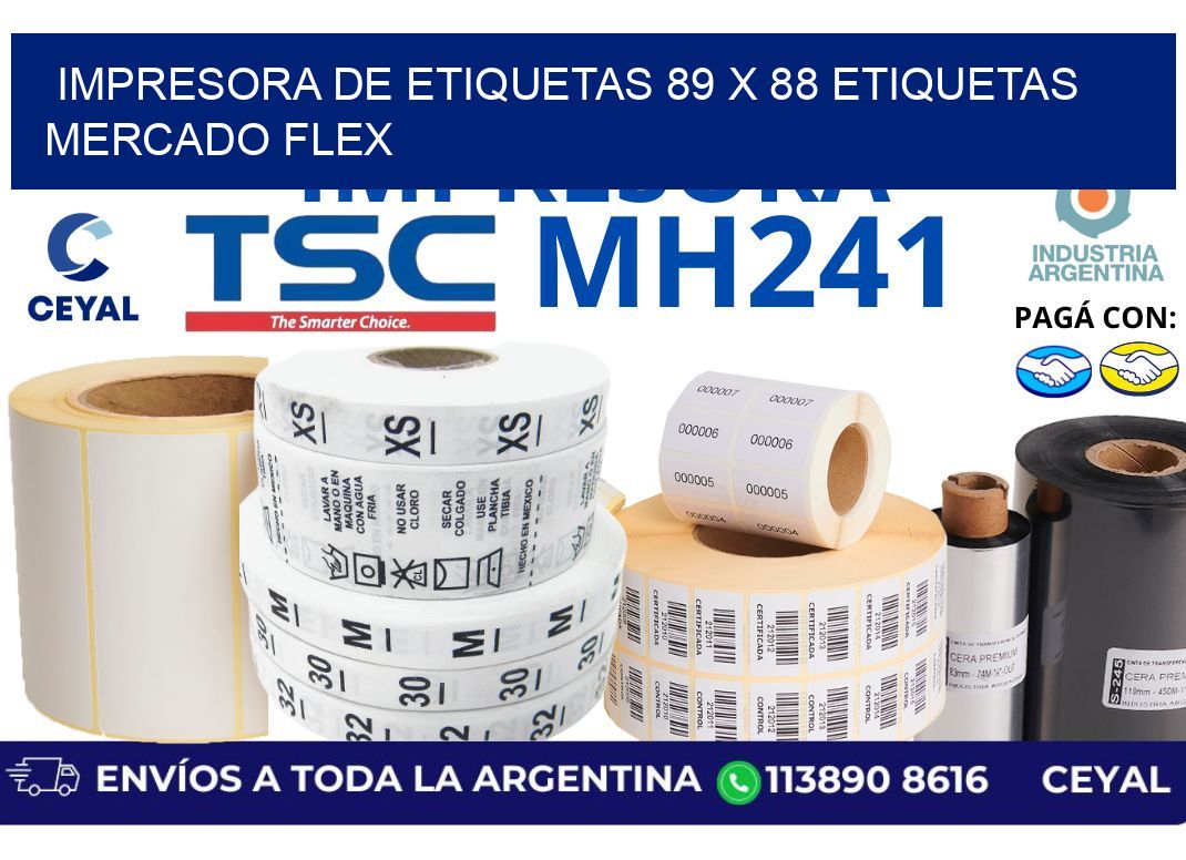 impresora de etiquetas 89 x 88 etiquetas mercado flex
