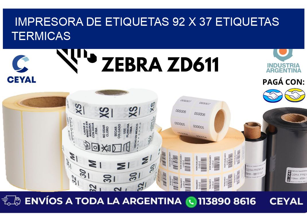 impresora de etiquetas 92 x 37 etiquetas termicas