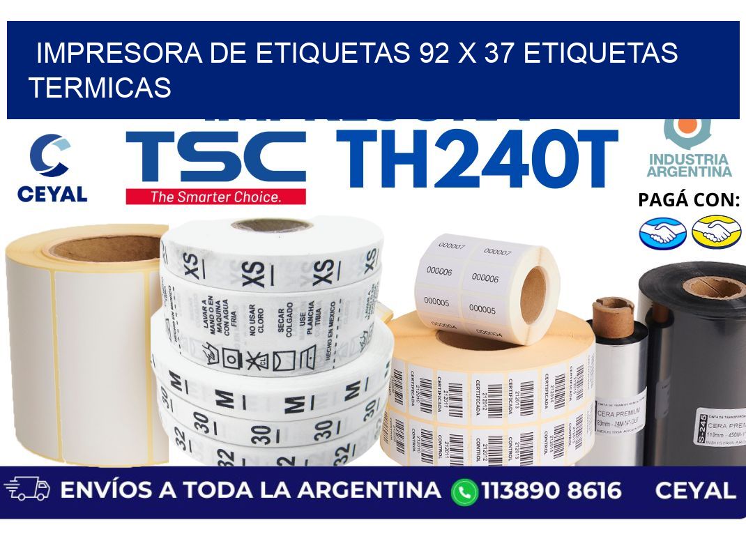 impresora de etiquetas 92 x 37 etiquetas termicas