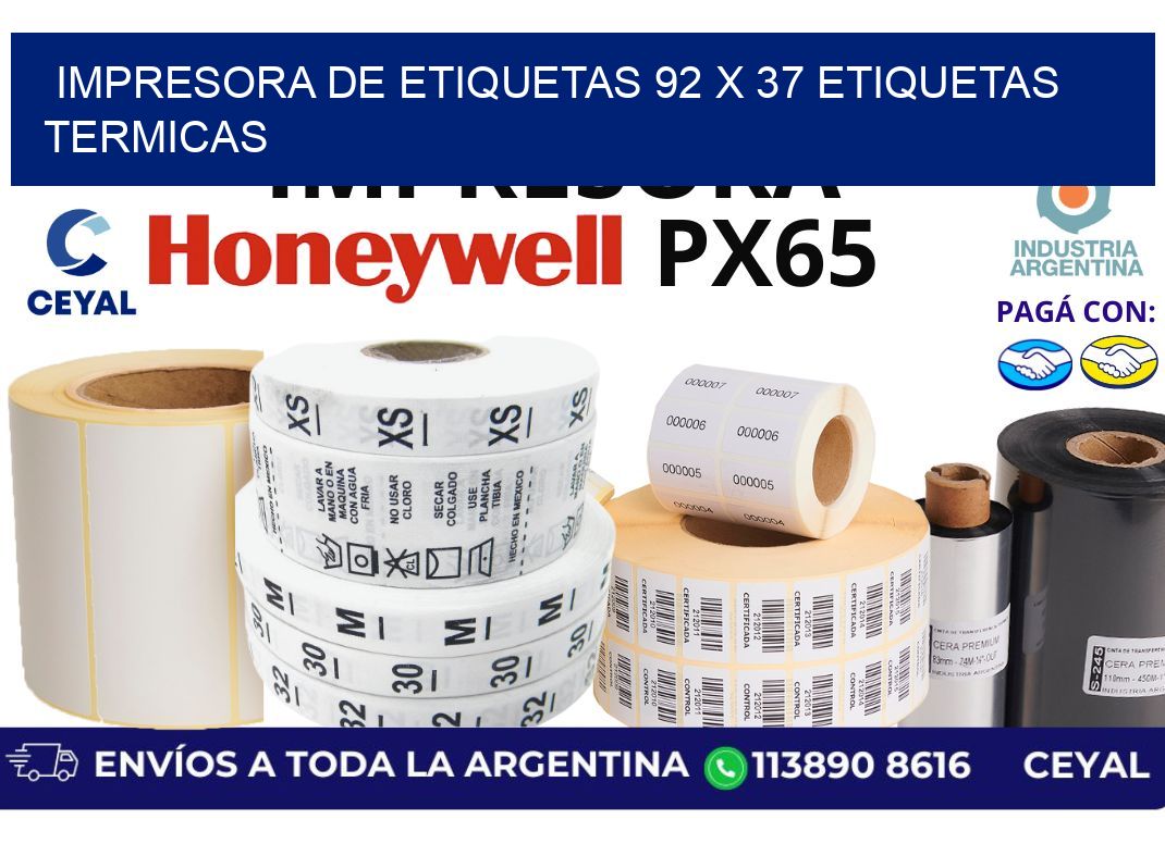 impresora de etiquetas 92 x 37 etiquetas termicas
