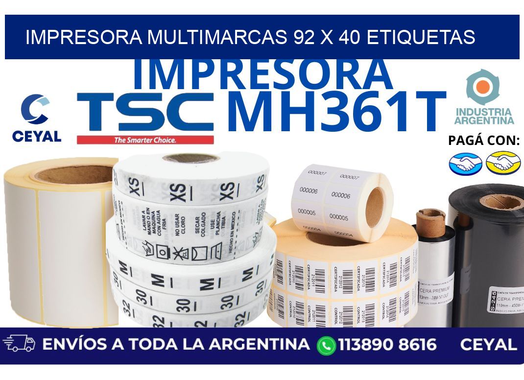 impresora multimarcas 92 x 40 etiquetas