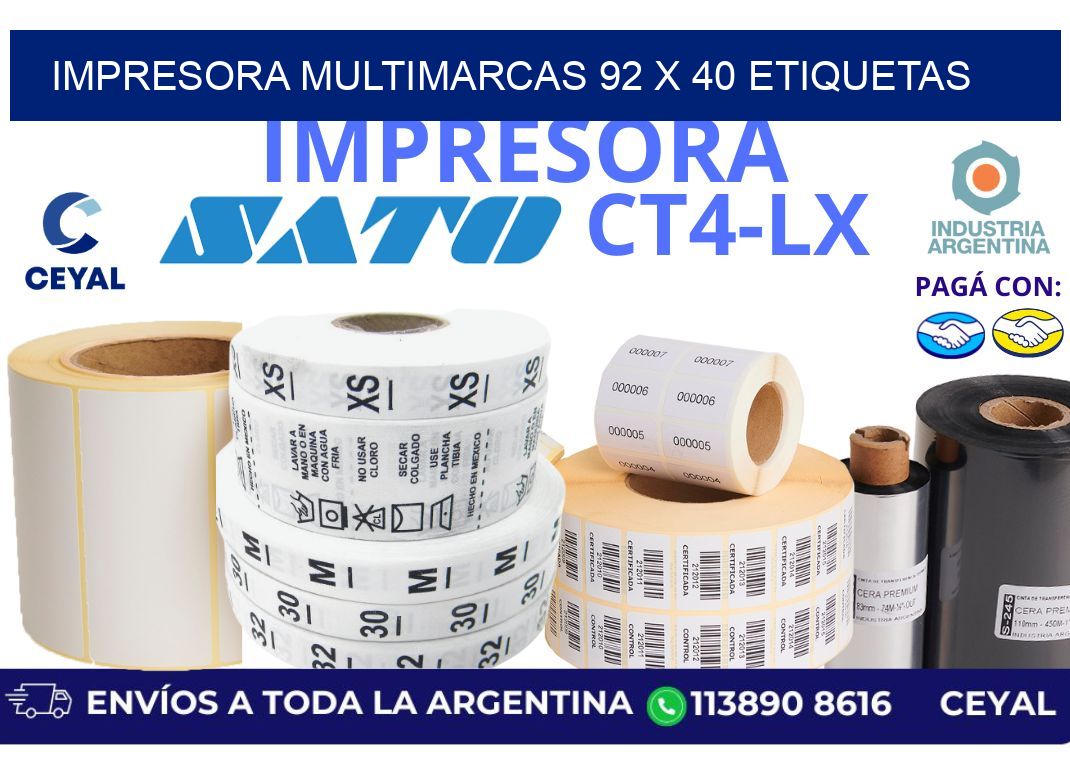 impresora multimarcas 92 x 40 etiquetas