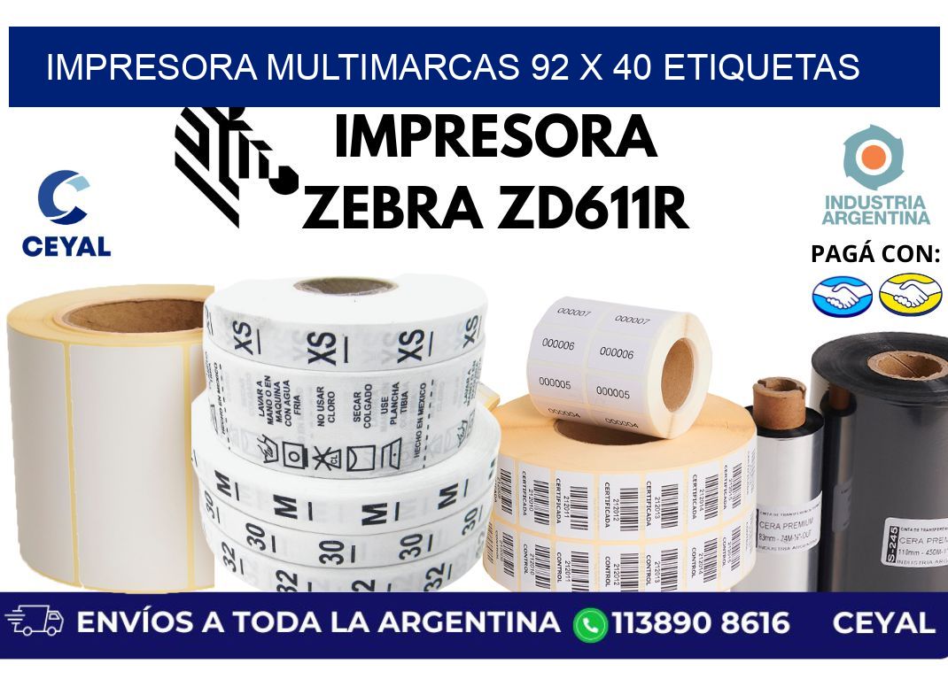 impresora multimarcas 92 x 40 etiquetas