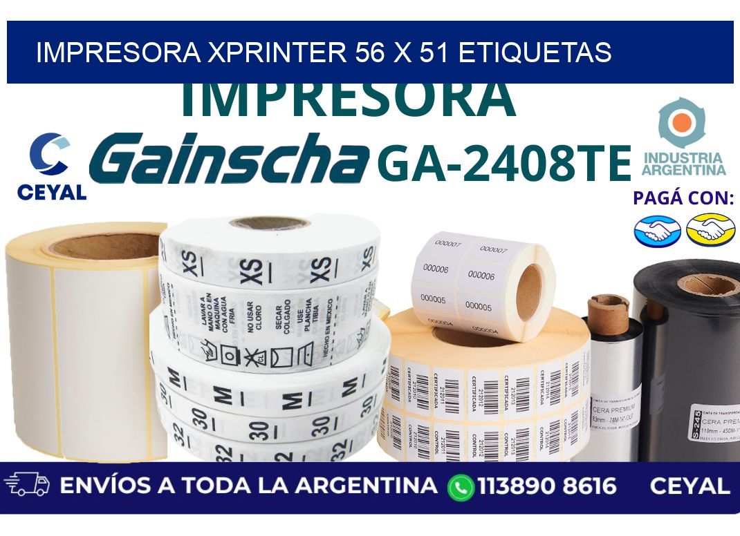 impresora xprinter 56 x 51 etiquetas