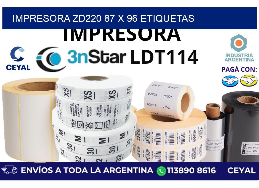 impresora zd220 87 x 96 etiquetas