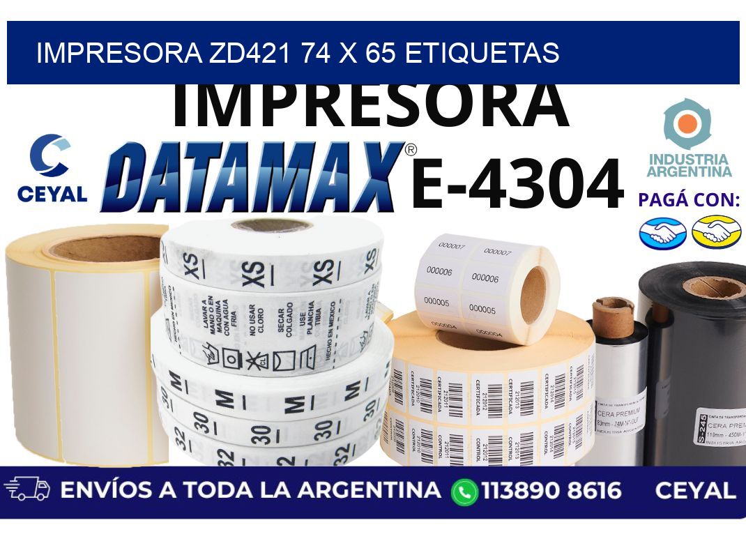 impresora zd421 74 x 65 etiquetas
