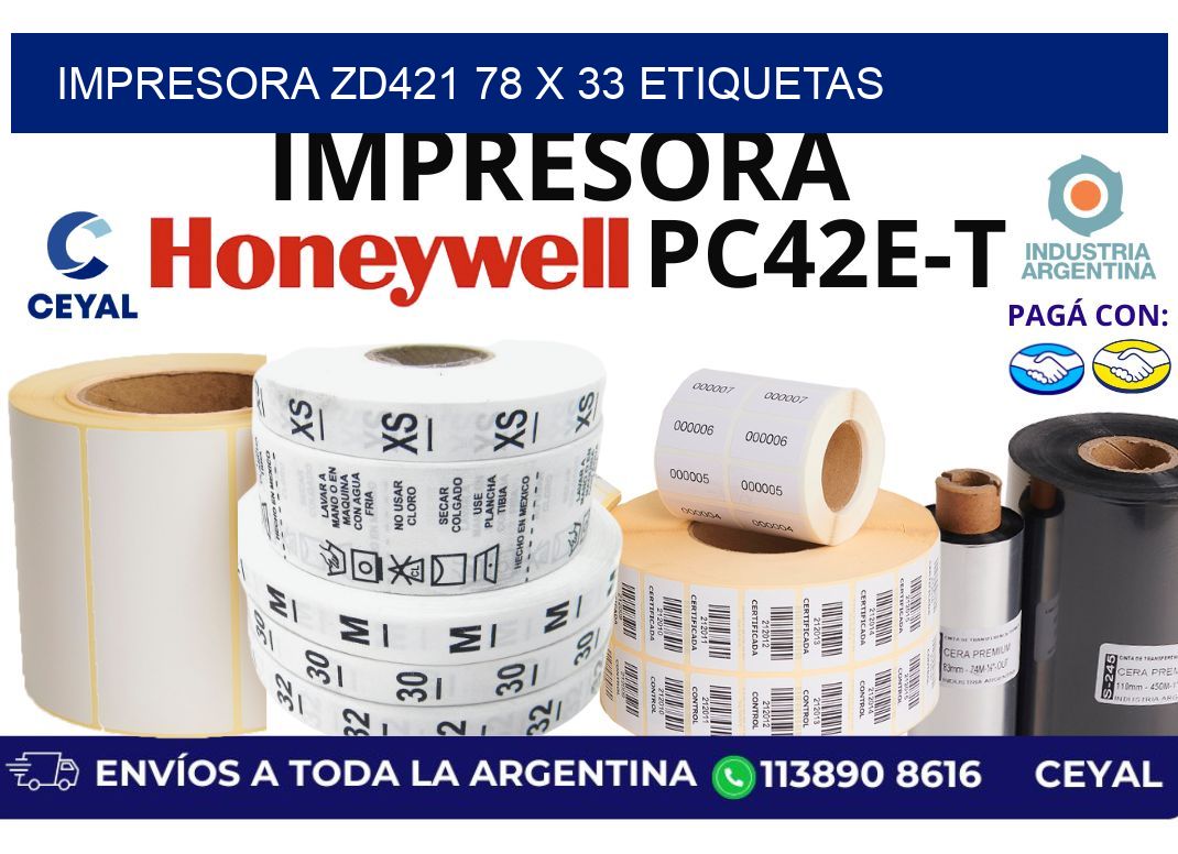 impresora zd421 78 x 33 etiquetas