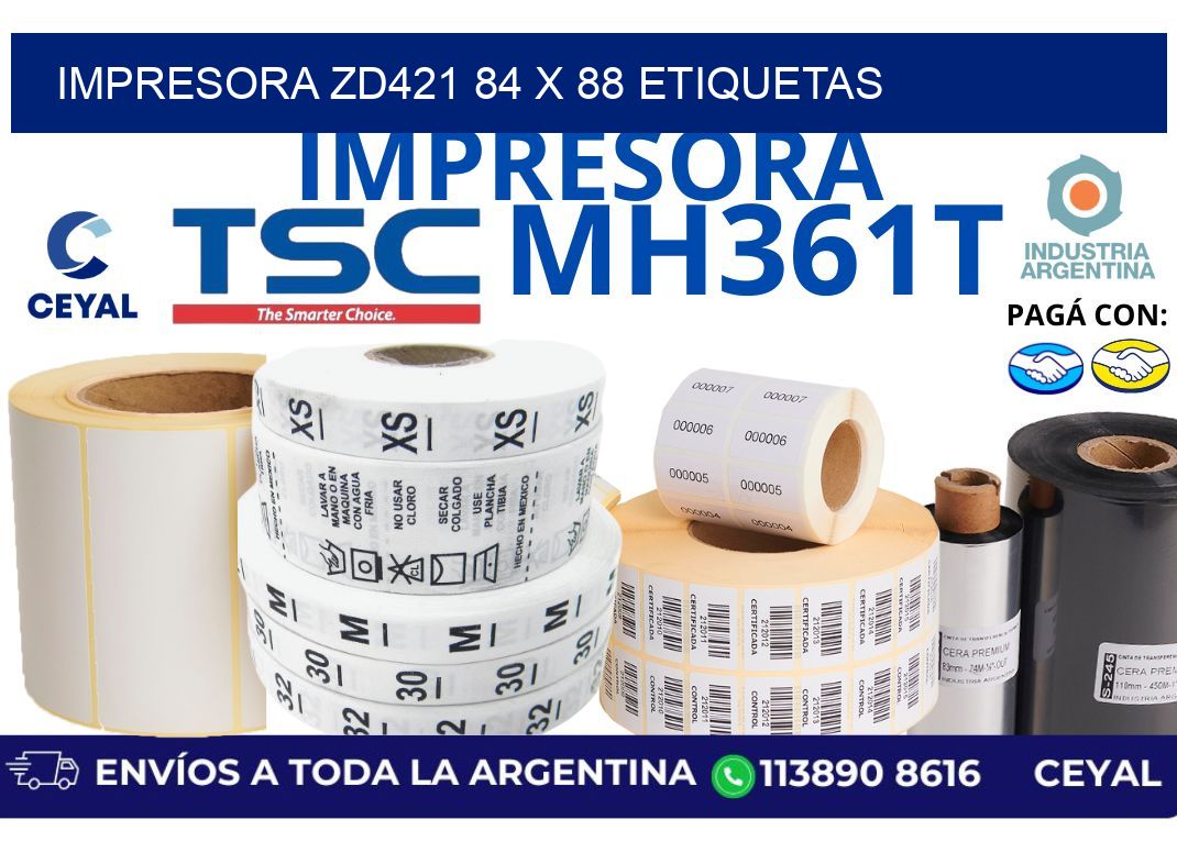 impresora zd421 84 x 88 etiquetas
