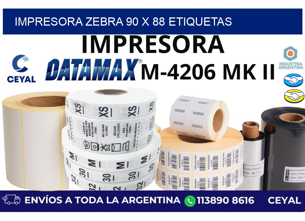 impresora zebra 90 x 88 etiquetas