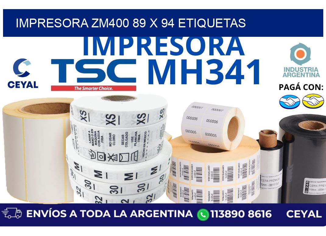 impresora zm400 89 x 94 etiquetas
